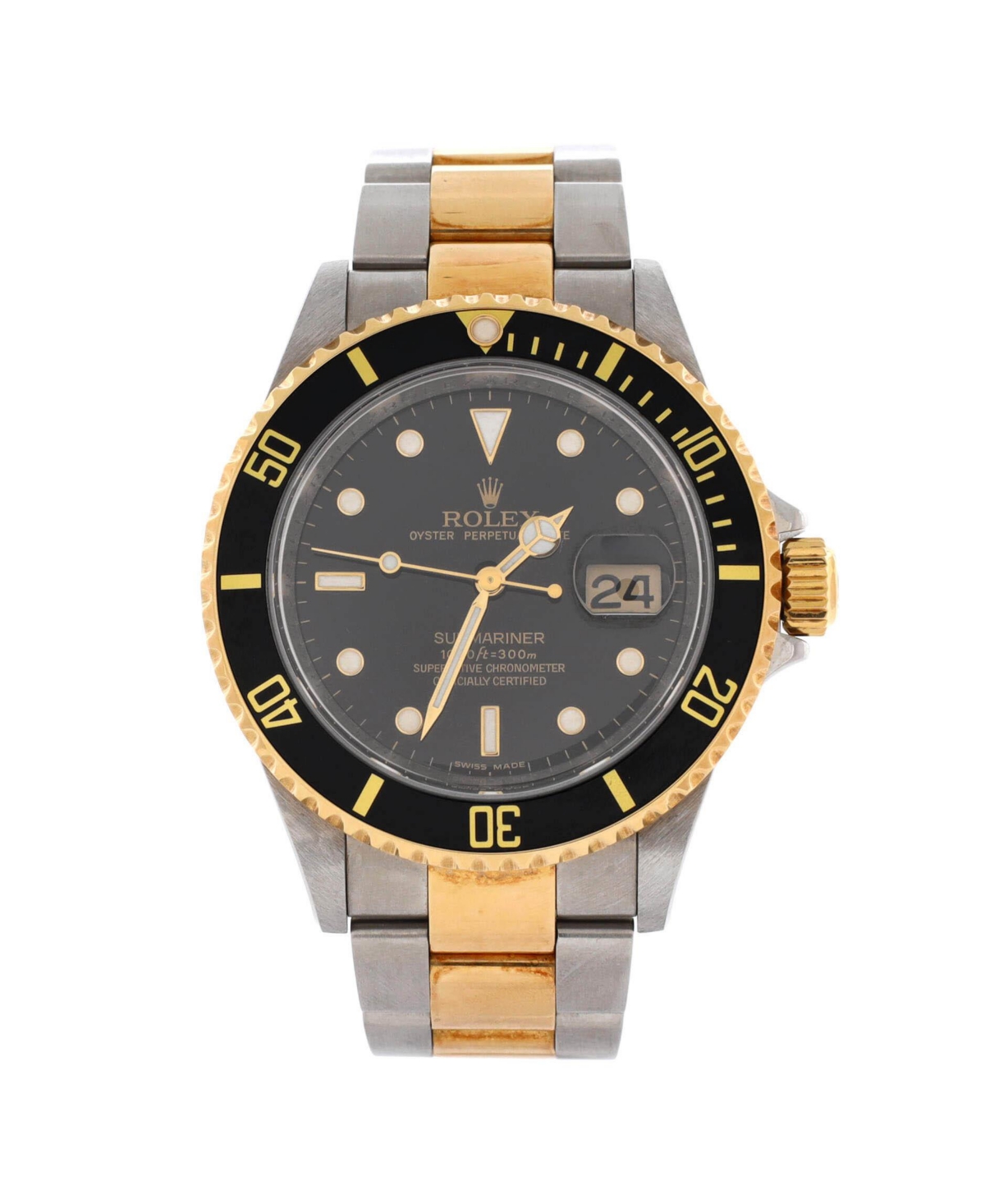 Oyster Perpetual Submariner Date Automatic Watch in Stainless Steel and Cerachrom with Gold 40mm - Dial color: black