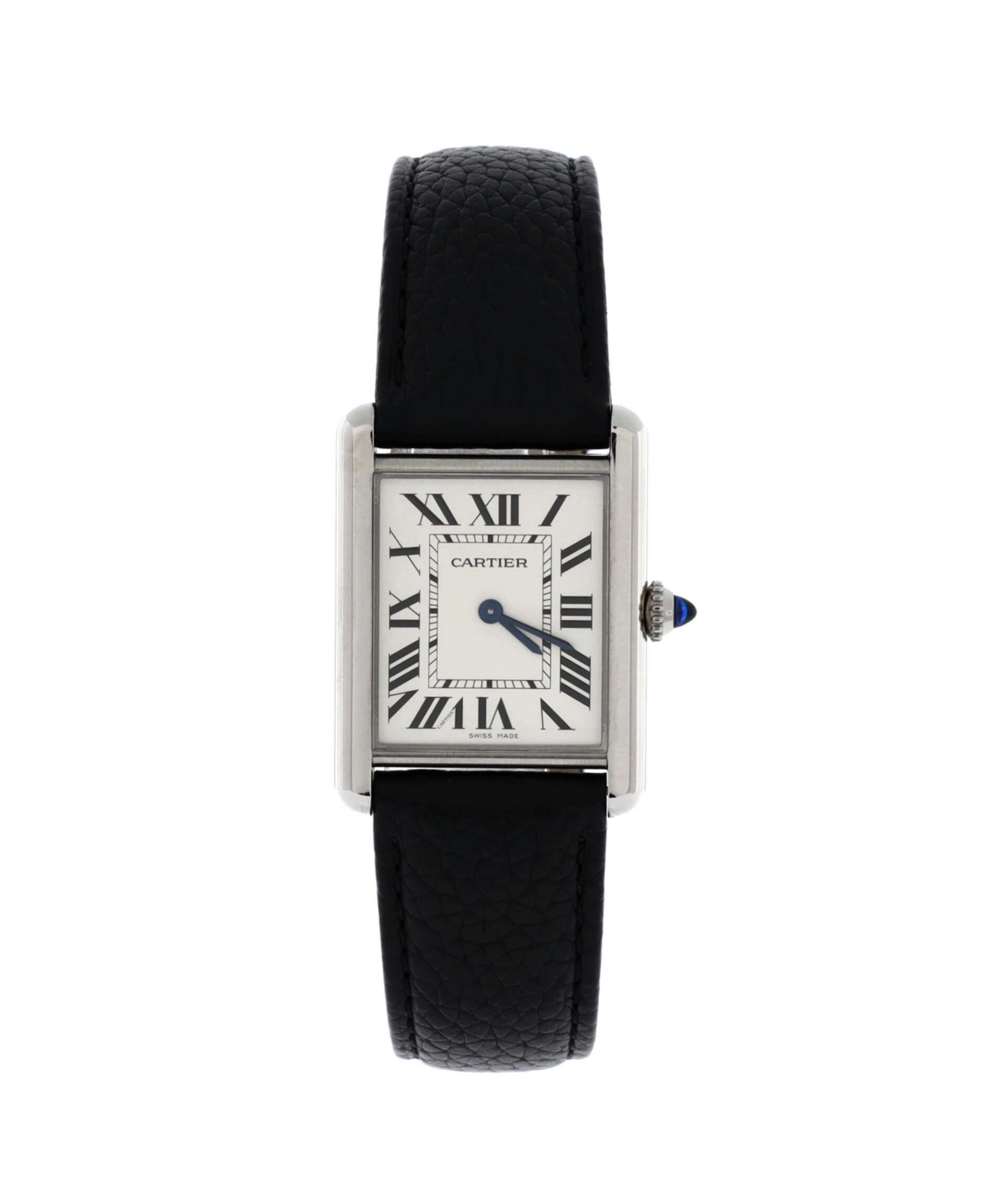Must de Cartier Tank Quartz Watch in Stainless Steel and Leather 25mm - Dial color: natural