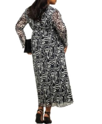 Women's Monochrome Print Midaxi Dress With Slit