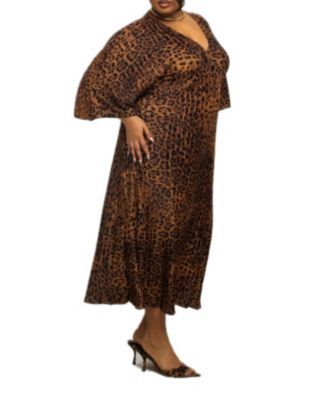 Women's Leopard Print Midi Dress