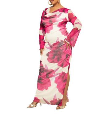 Women's Floral Print Maxi Dress With Slit