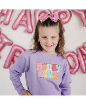 Little and Big Girls Birthday Girl Patch Sweatshirt
