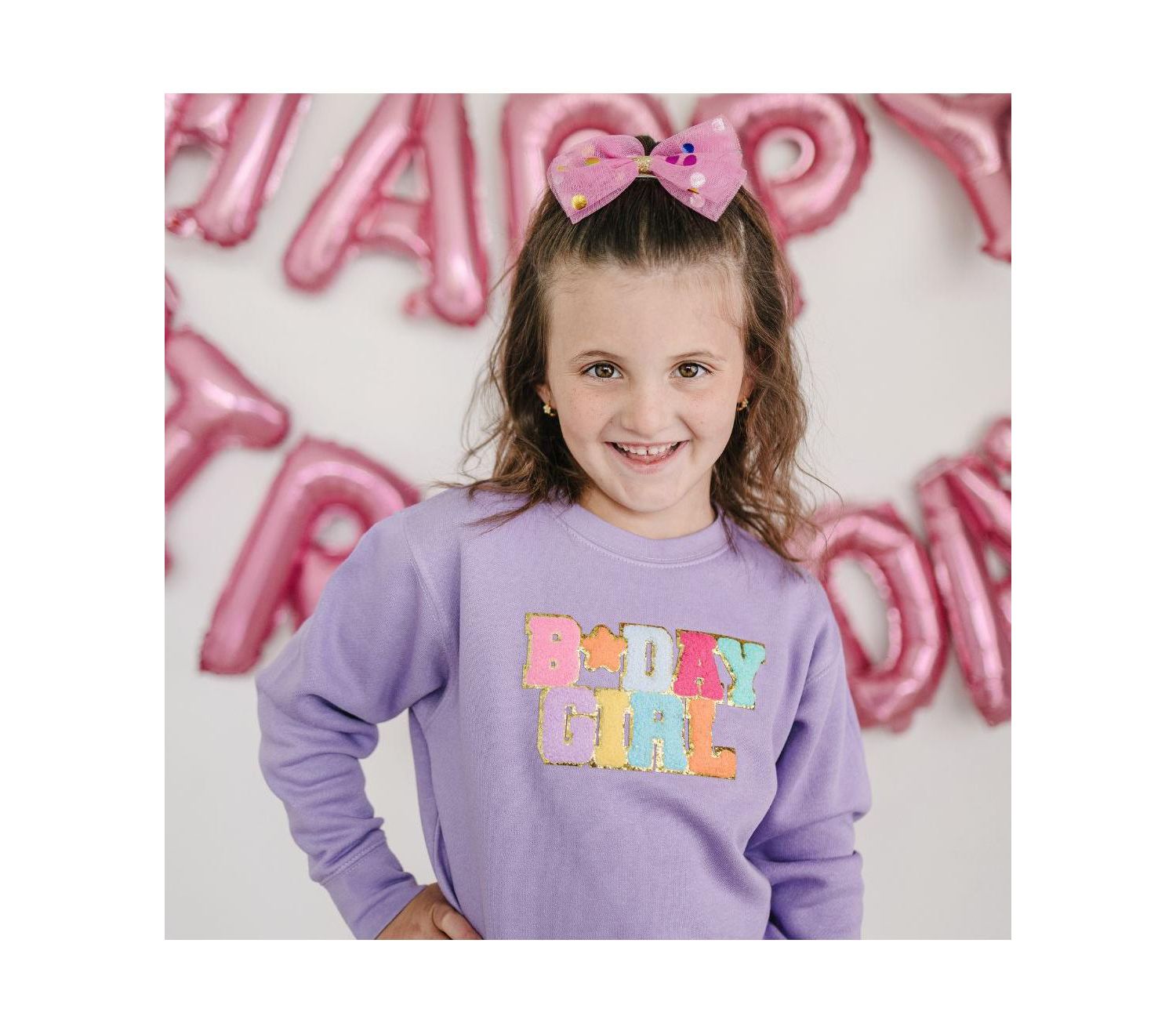 Little and Big Girls Birthday Girl Patch Sweatshirt