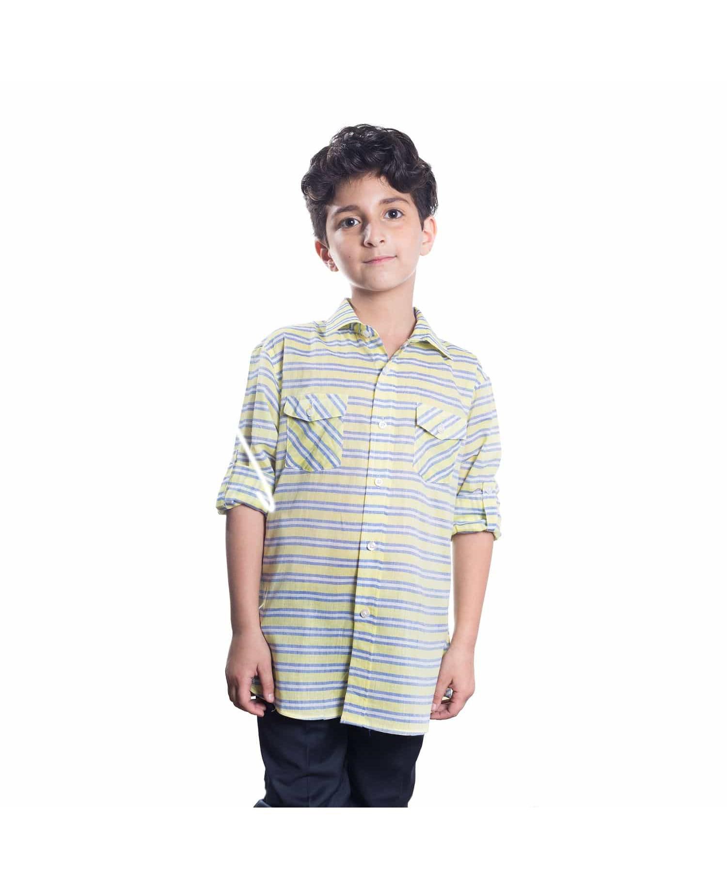 Big Boys Yellow Slim Fit Striped Button-Down Shirt