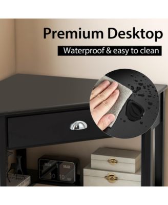 Corner Wooden Computer Desk for Home Office or Study, Compact Laptop Workstation