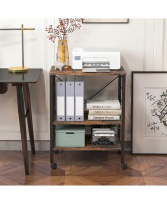 3-Tier Kitchen Baker&#39;s Rack with Microwave Shelf, Storage Hooks, and Utility Cart