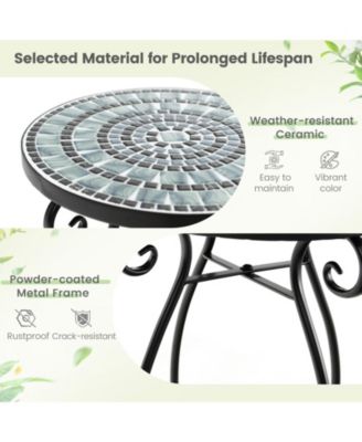 Outdoor Plant Stand with Weather-Resistant Ceramic Tile Top for Patio or Garden