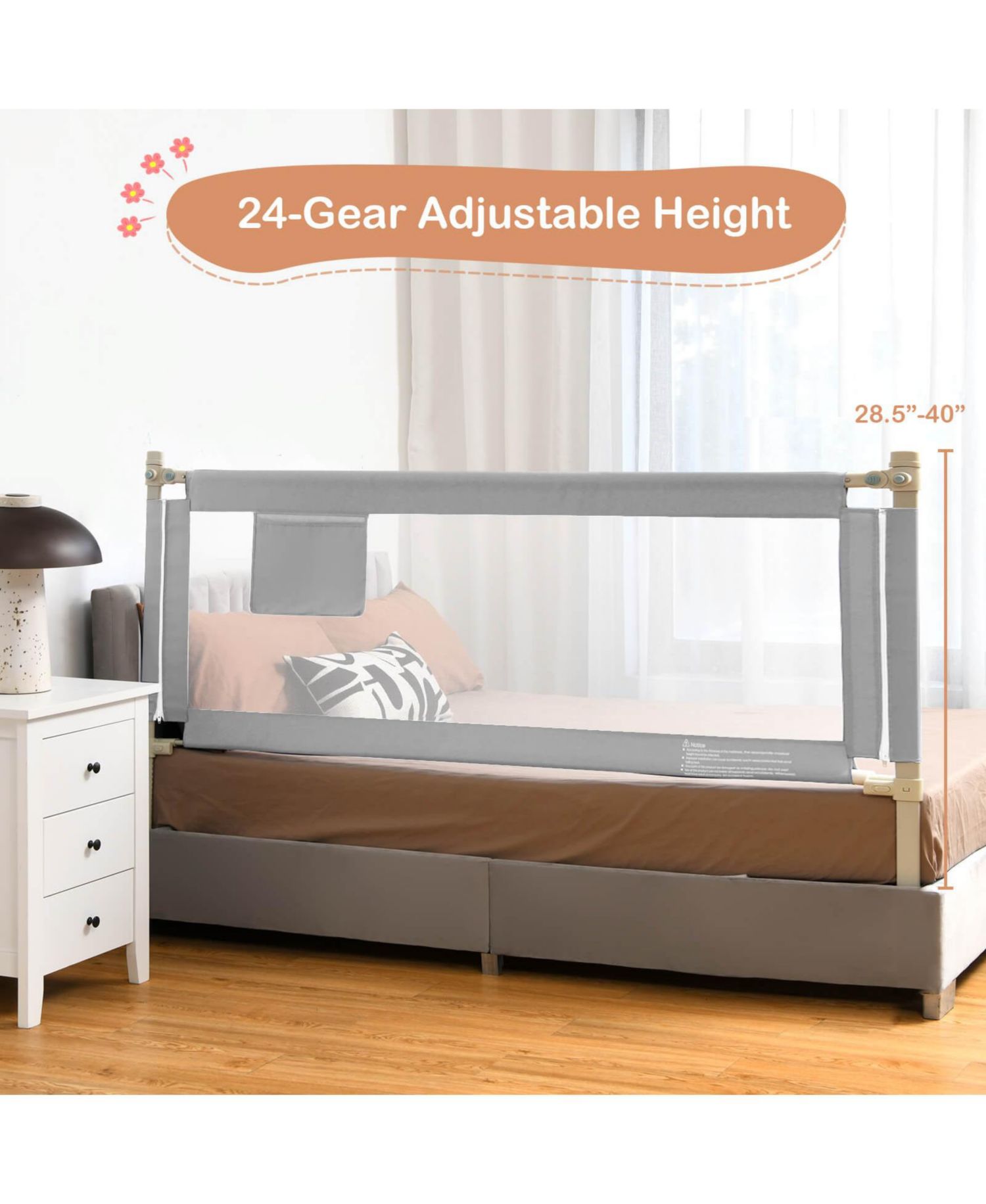 Baby Bed Guardrail with Double Lock for Secure Toddler Sleep Support