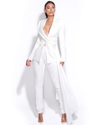 Women Vandra White Draping Blazer Jacket