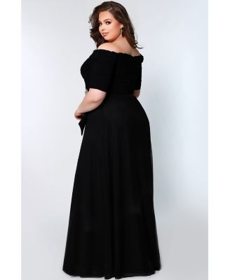 Women's Off-the-Shoulder Formal Gown with Sleeves