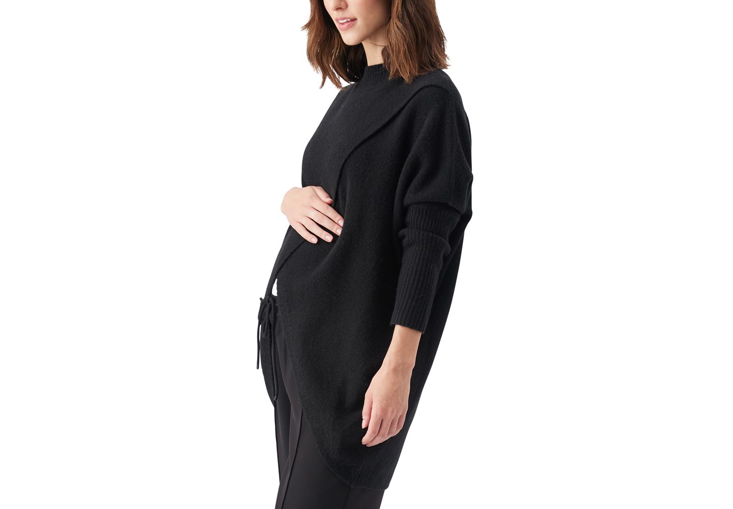 Трикотажный топ с запахом Ripe Maternity Hallie для беременных, цвет: Чёрный — фото 4