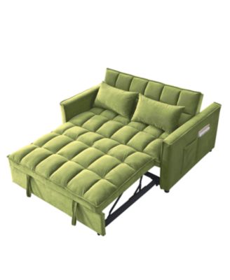 Velvet Green 54" Sleeper Sofa with Adjustable Back