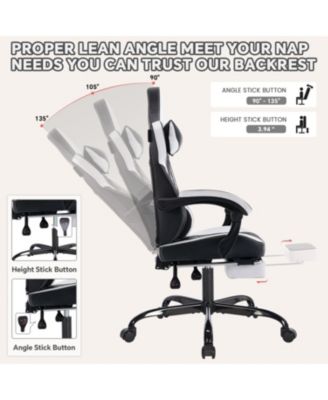 Gaming Chair with Footrest Ergonomic High Back Black/White