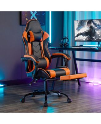 Gaming Chair with Footrest Headrest & Lumbar Support - Black/Orange