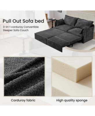 1 Pc Corduroy  Pull-Out Sleeper, Storage, USB & USB-C Charging, Pillows Included  Sofa Bed
