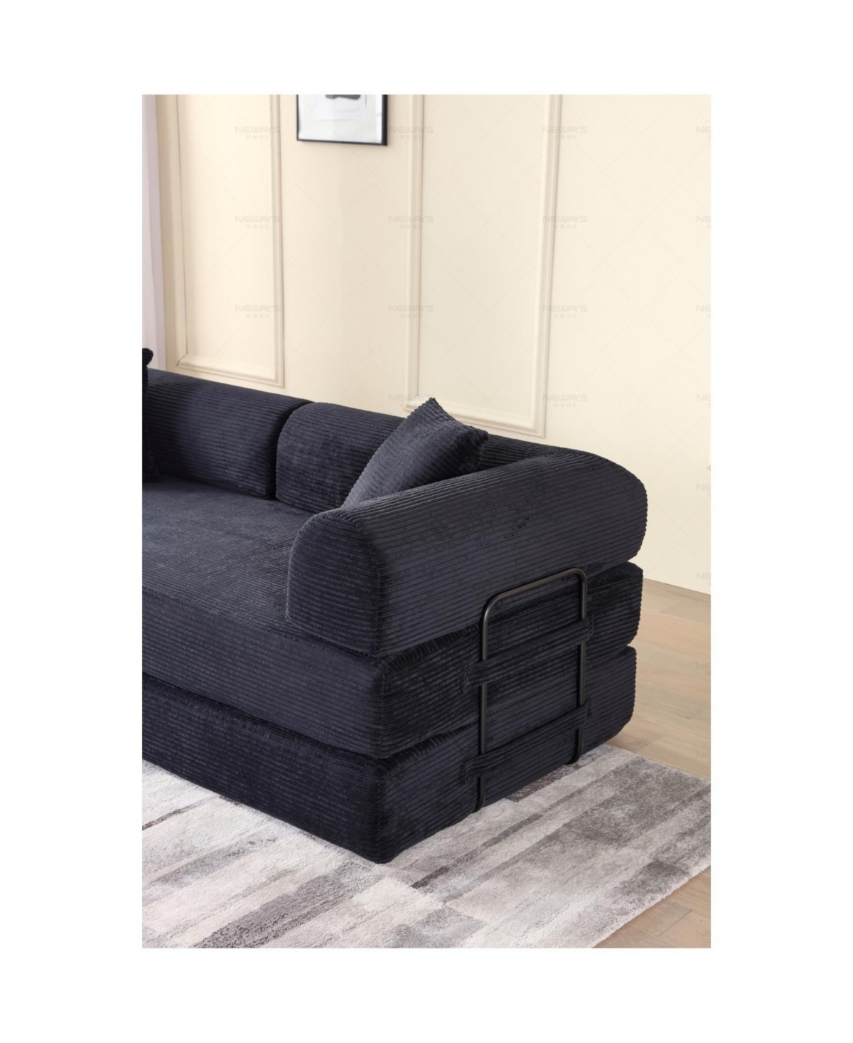 Streamdale Furniture Corduroy Convertible Sleeper Sofa Bed - Black