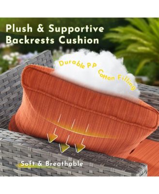 4 Pieces Outdoor Patio Furniture Set,Outside Conversation Set with All-Weather Wicker Sofa,Deep Seating Cushions and Solar Powered Coffee Table