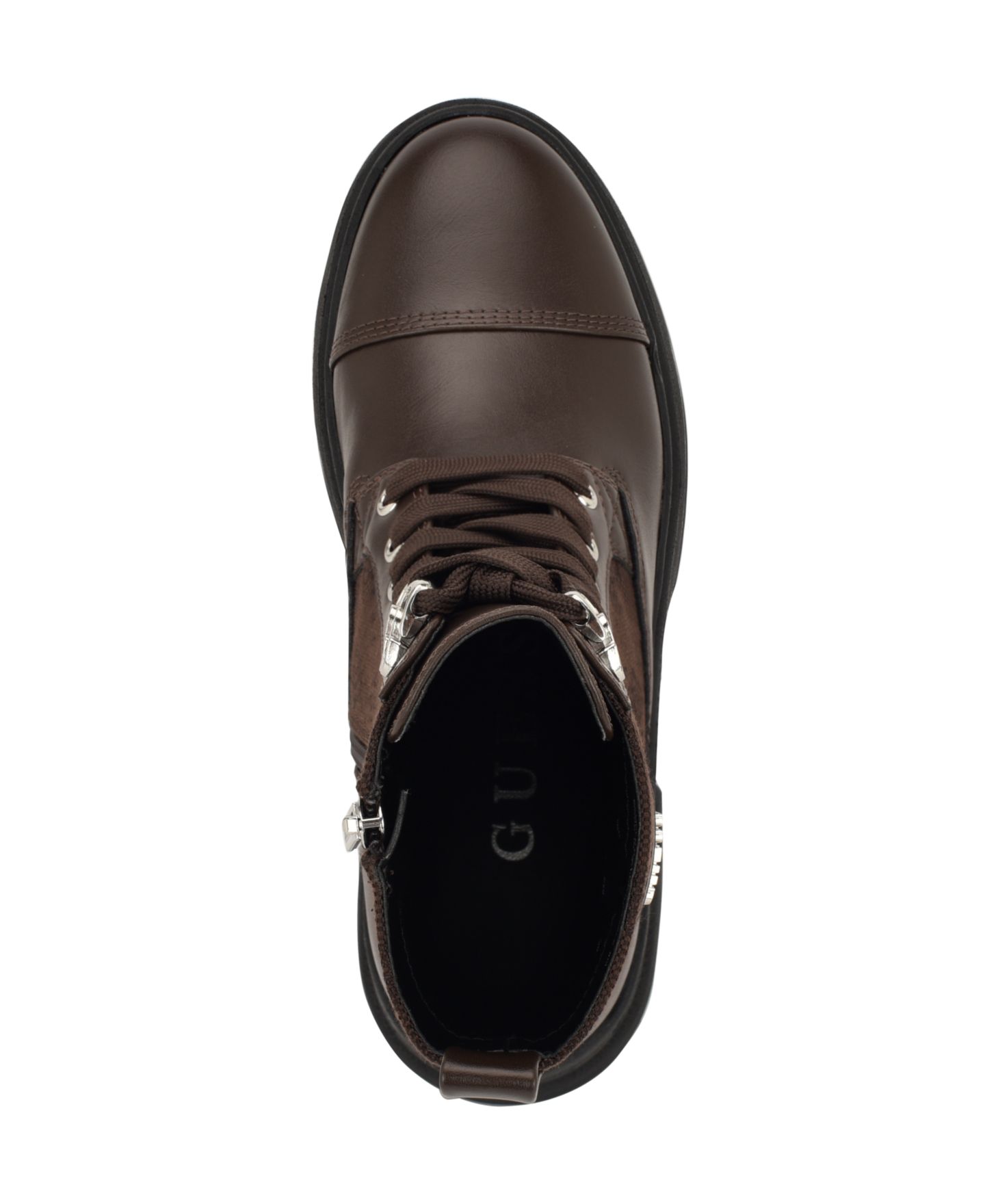 Женские ботинки GUESS Yarini Platform Lug Combat, цвет: Тёмный коричневый — фото 4