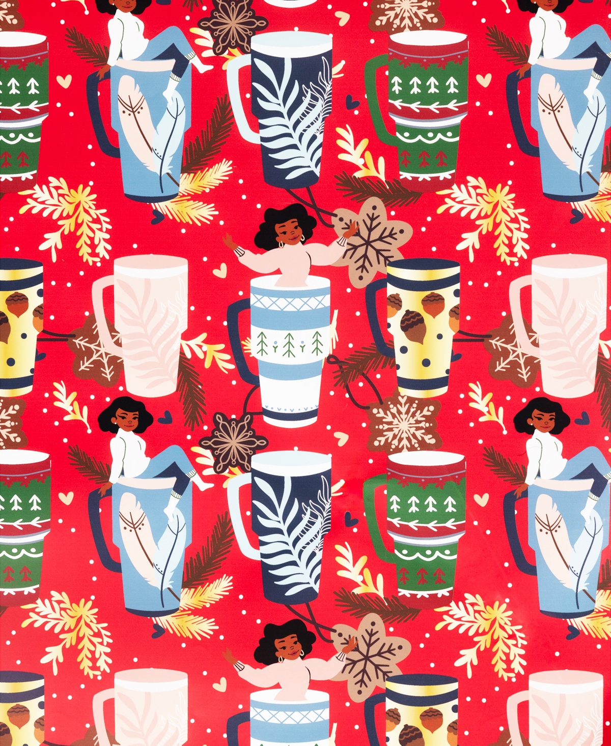 Black Paper Party Holly Mug Gift Wrap In Red