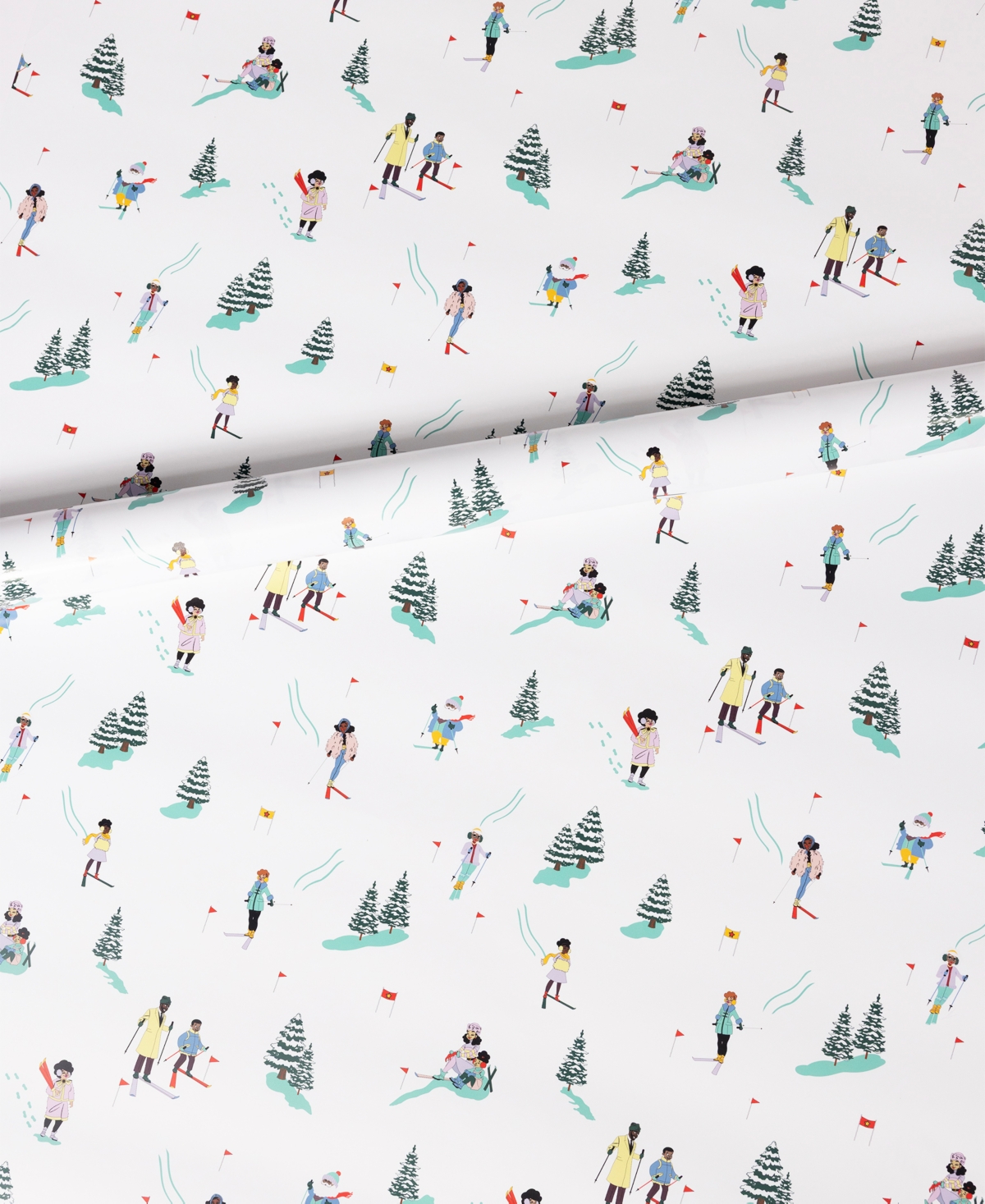 Black Paper Party Ski Ditsy Gift Wrap In Multi