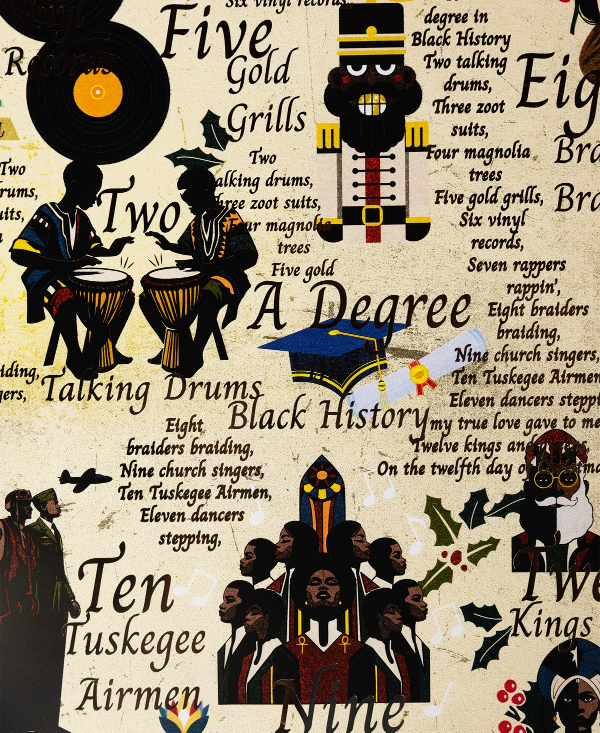 Black Paper Party Twelve Days Gift Wrap In Gold