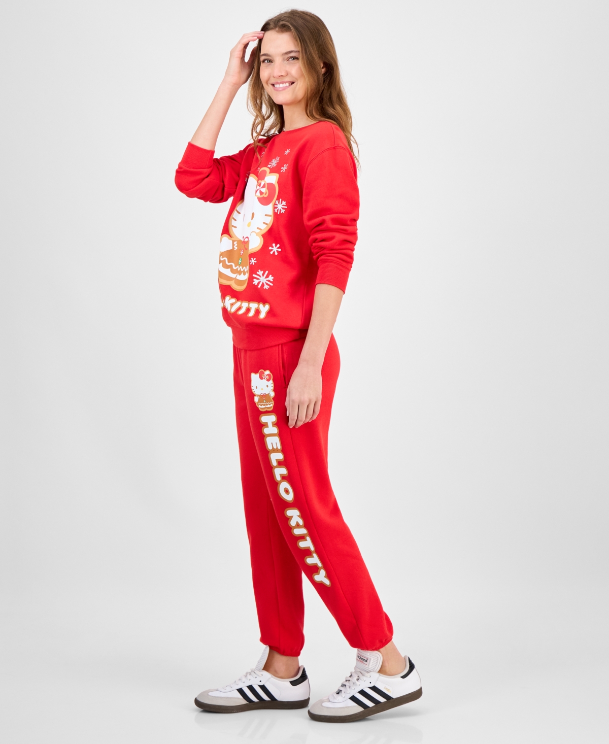 Hybrid Juniors' Hello Kitty Holiday Jogger Sweatpants In Red