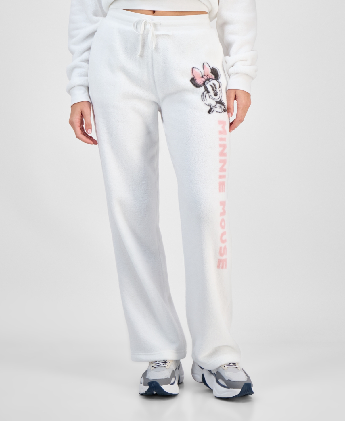 Disney Juniors' Minnie Drawstring Plush Joggers In White