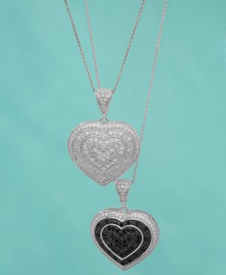 Diamond Heart Halo Cluster 18" Pendant Necklace (3/4 ct. t.w.) in Sterling Silver, Exclusively at Macy's