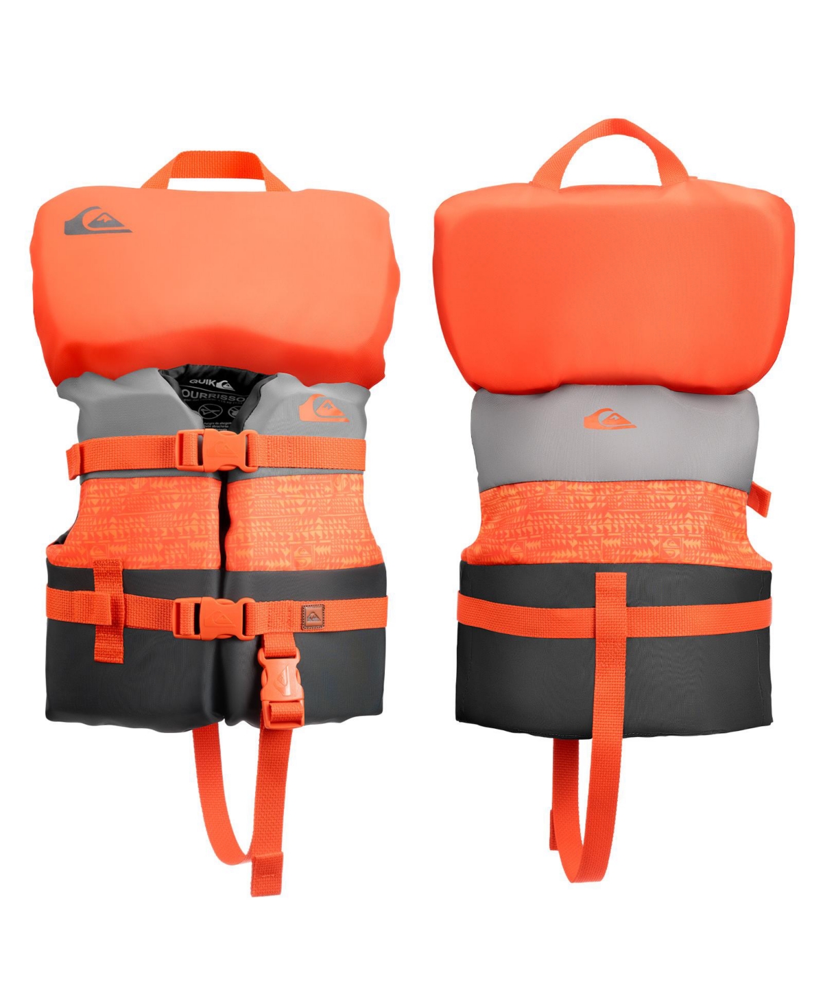 Life Vest Uscg Approved with Quick-Release Buckles for water sports - Orange/Silver/Dark grey