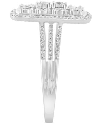 EFFY&reg; Diamond Rectangular Halo Cluster Ring (1/2 ct. t.w.) in 14k White Gold