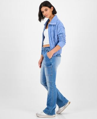 Juniors' Belted Cargo Bootcut Jeans