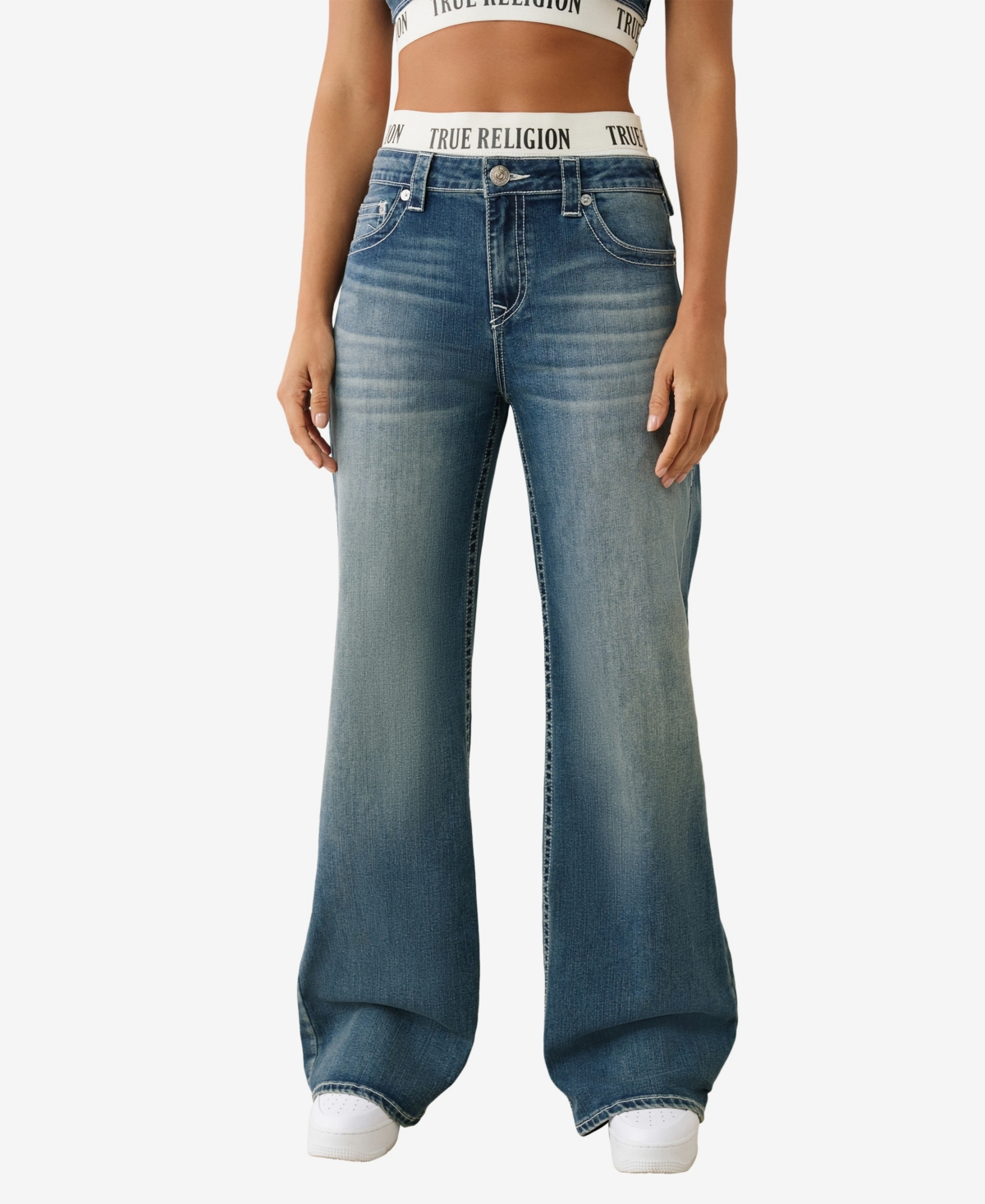 Women's Bobbi Elastic Brief Baggy Jeans - Blue Radiance