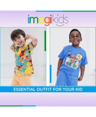 Baby Boys Oscar the Grouch Elmo Bert and Ernie Graphic T-Shirt and Shorts Outfit Set Infant to Little Kid