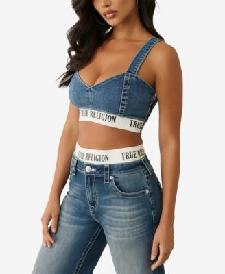 Women's Elastic Band Denim Bra Top