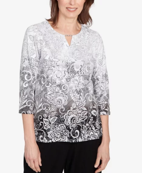 Petite Ombre Scroll Top - Gray