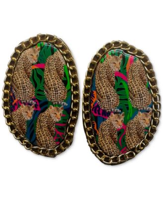 Swanky Designs Zia Chain Studs Statement Earrings - Multi 41$