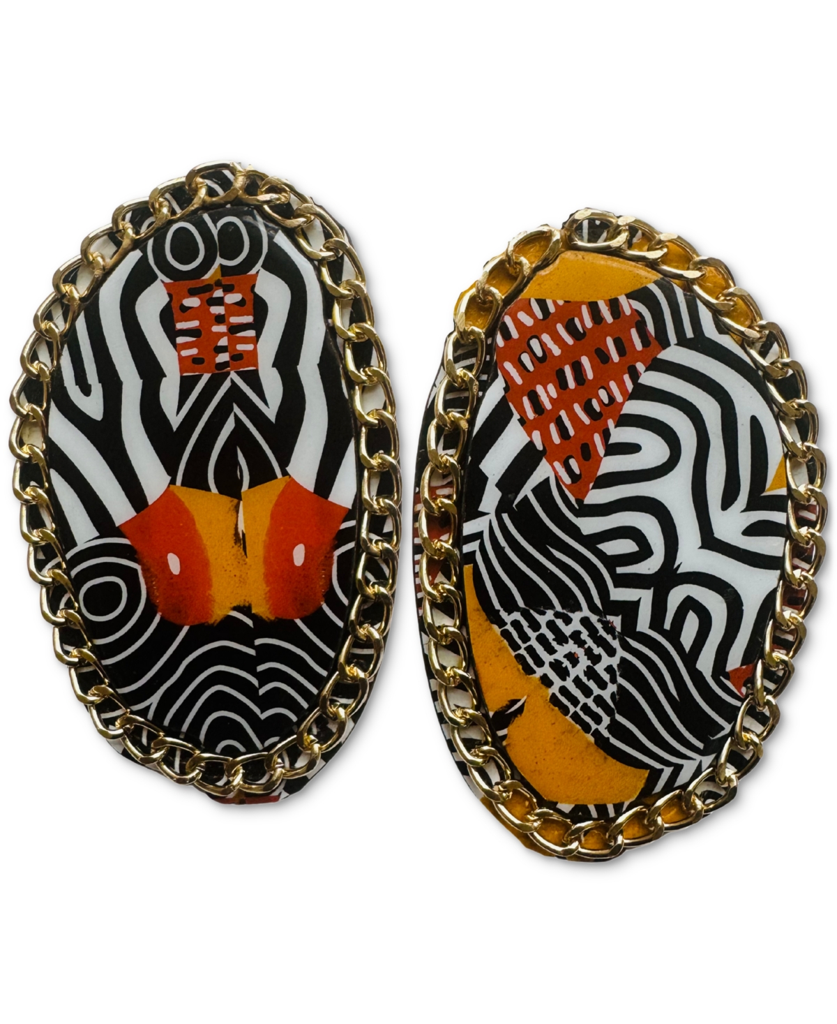 Swanky Designs Zia Chain Studs Statement Earrings In Brown