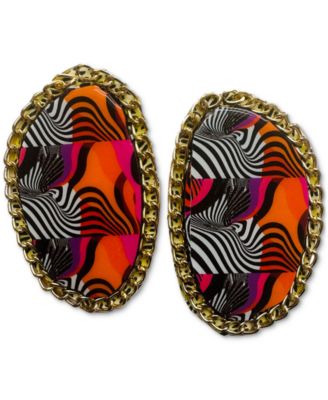 Swanky Designs Zia Chain Studs Statement Earrings - Purple 41$