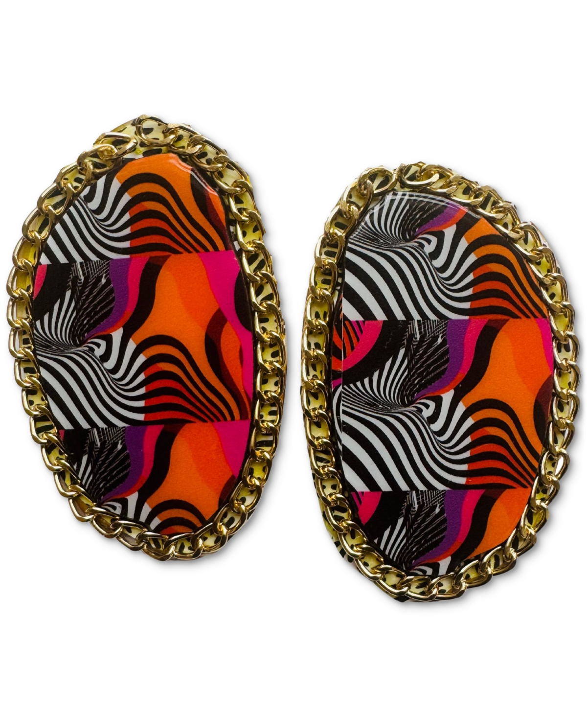 Swanky Designs Zia Chain Studs Statement Earrings In Purple