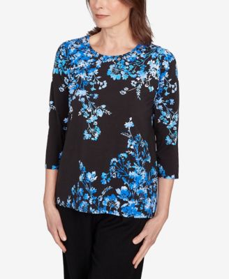Petite Floral Asymmetric Top
