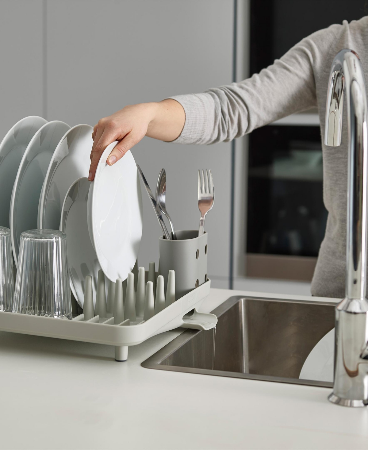 Joseph Joseph Duo Compact Dish-drying Rack In Gray