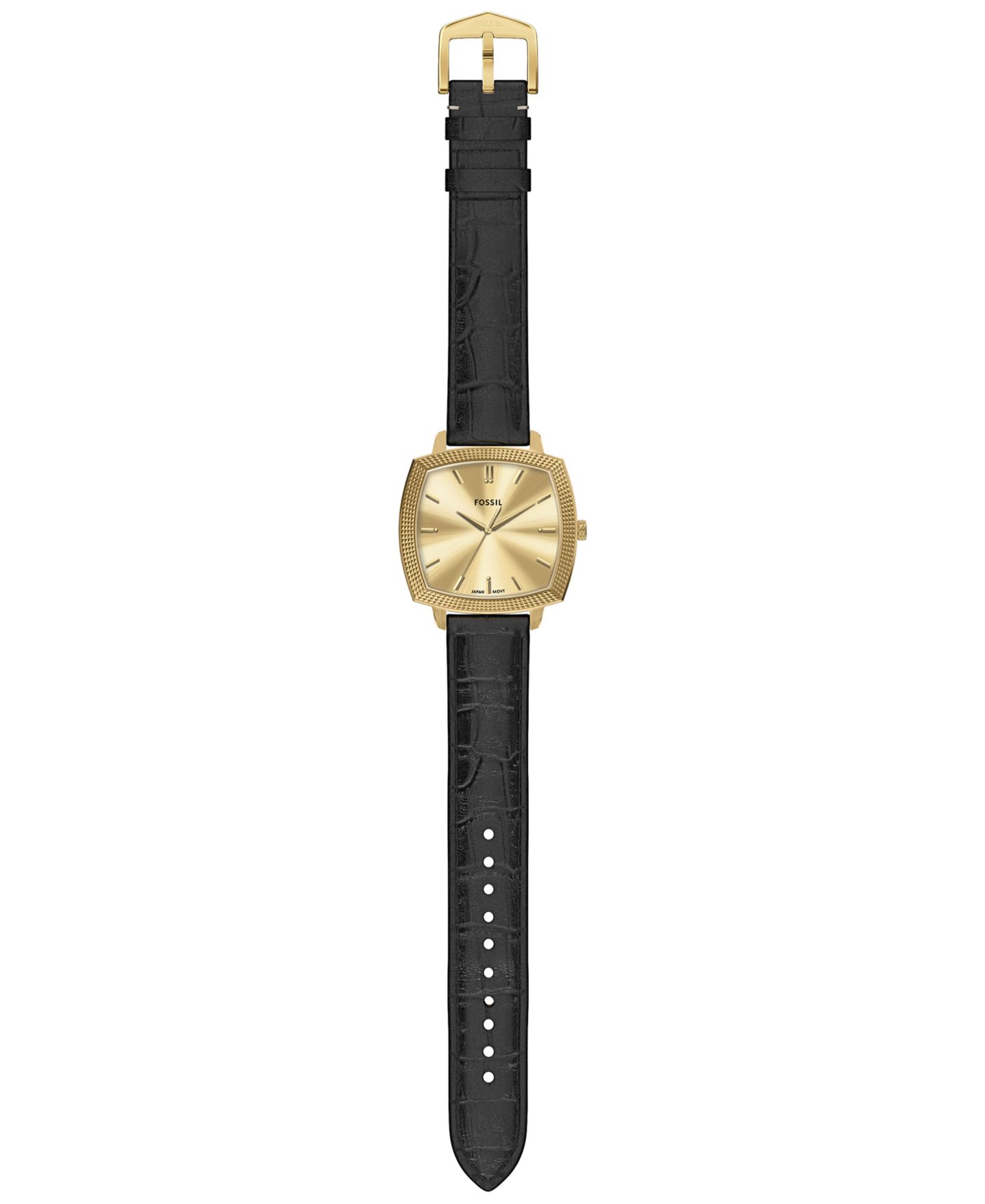 Часы Fossil Nick Jonas x Machine Luxe унисекс, чёрный кожаный ремешок под крокодила, 37 мм — фото 8