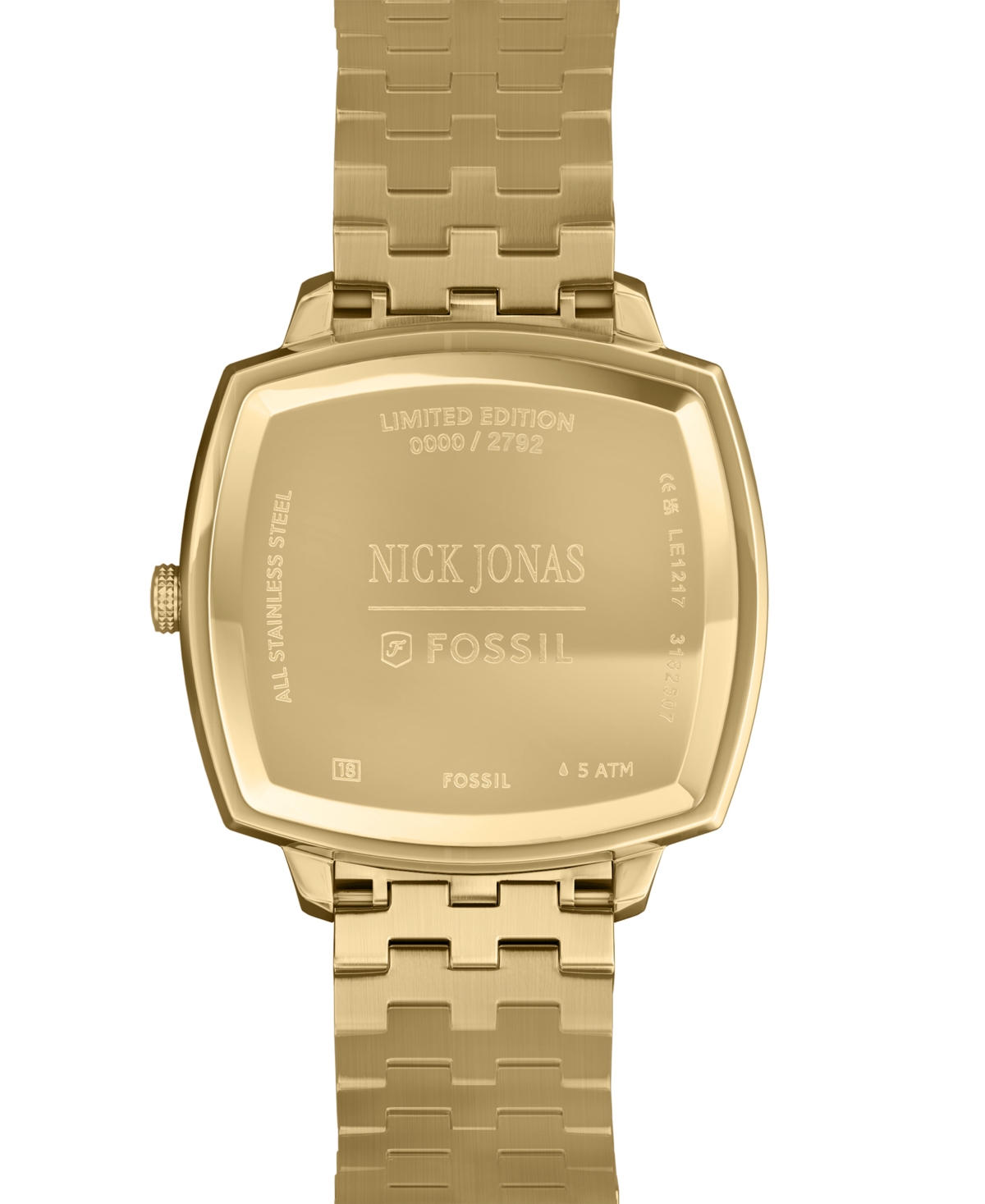 Fossil Unisex Nick Jonas X Machine Luxe Malachite Gold-tone Stainless Steel Watch, 37mm In Gold