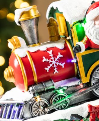 20" Lighted Resin Christmas Santa Train Village