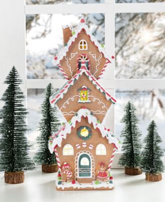 18.5" Lighted Resin Christmas Gingerbread House Figurine
