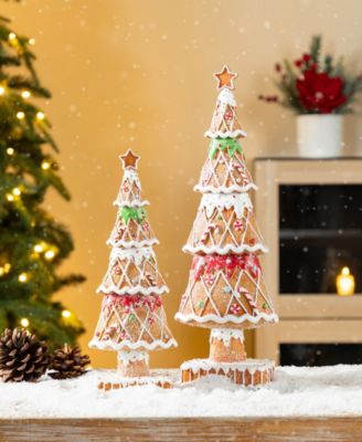 Resin Christmas Tree Figurine, Set of 2