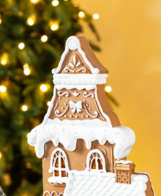 17.75" Lighted Resin Christmas Gingerbread House Figurine