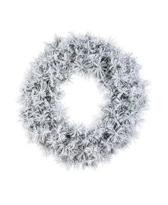 24" Pre-Lit Snow Flocked Pine Christmas Wreath