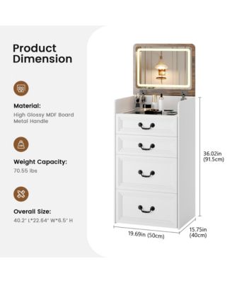 Flip-top vanity desk with mirror and stool.