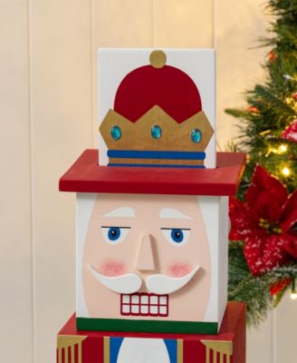 24.5" Wood Christmas Santa and Nutcracker Reversible Boxed Porch D&eacute;cor